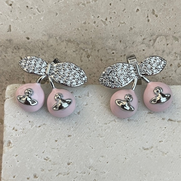 Vivienne Westwood Silver and Pink Cherry Earrings
